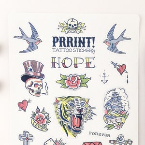 Adesivi per laptop, adesivi per tatuaggi vecchia scuola - adesivi artistici - adesivi per diario - adesivi per album - adesivo fantastico - foglio di adesivi - STS006