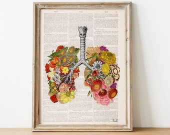 Doctors Day Gift - Art prints - Flowery Lungs Print - Yoga Studio Decor - Anatomy Wall Art - Sustainable art - Meditation wall art - SKA062