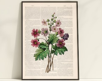 gift for her - Wild Primroses bouquet on Dictionary page - Flower Wall Art - Housewarming Gift - BFL245