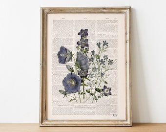 Bluebells wall art - Cottagecore aesthetic decor - Eco friendly gifts - Bluebells flowers Bouquet - Floral Art Print