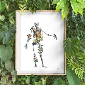 Original Art,  Skeleton full of naure, Skeleton Art, Skeleton wall decor, Doctor decor, Science Art,  Anatomy Wall Art, Medical ArtSKA142WA4