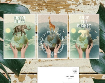Animal Greeting Cards: Save the Planet Postcards, Set of 6