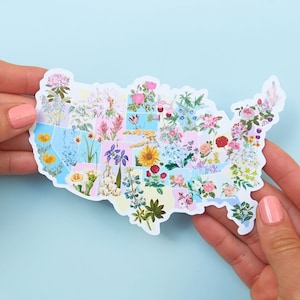 Bloem Amerikaanse staten - sticker bloem VS - botanische stickers - staatsgeschenken VS - bloemstickers - laptopsticker - STC038