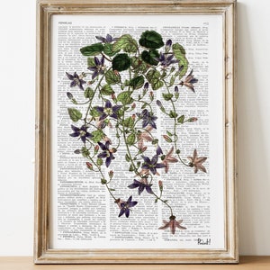 Gift for the home - Lilac Bells wild flowers on Vintage Dictionary page - wild Flower Wall Art - Flower Book Print - Wall decor - BFL250