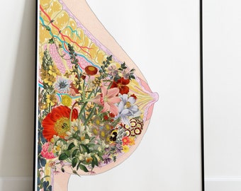 Body positivity art - Mothers day gift  - Breastfeeding - Feminist Art - Breast Art- Motherhood Art - Medical Art Print - SKA239WA4