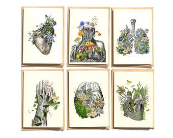 Anatomical Flower Notecards Set: Medical Greetings, Thank You Cards