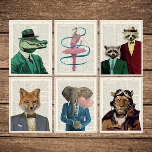 Jeu de cartes postales animaux - cartes de voeux - jeu de cartes amusantes - carte de remerciement - chapeaux animaux - cartes postales amusantes animaux - PSC011