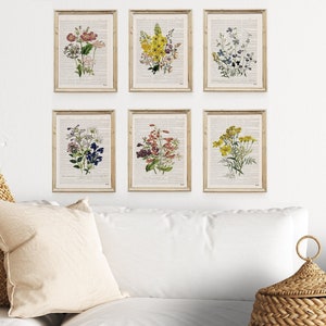 Botanical Print Set: Vintage Wildflower Bouquet Gallery Wall Art