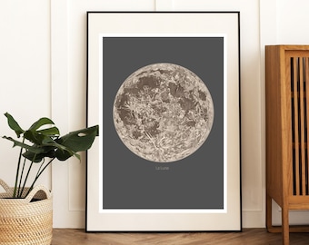 Vintage Moon Art Print: Large A3 Canvas texture Poster