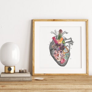 Art Prints , Crystal gifts, Wall art print Human heart, Minerals and stones heart, Love gift, Anatomy art, Minerals Wall art, SKA116