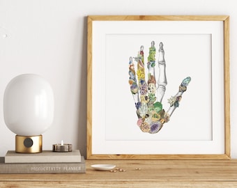 Doctor gift, Human anatomy Hands, Minerals and stones Hands, Anatomy art dictionary page, Wall art, Art print, SKA129