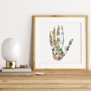 Doctor gift, Human anatomy Hands, Minerals and stones Hands, Anatomy art dictionary page, Wall art, Art print, SKA129