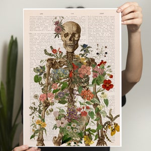 Floral Skeleton Print | Skeleton Art Print | Anatomy Wall Art | Aesthetic Art Print | Doctors Office Decor | Anatomy Illustration |SKA146PA3