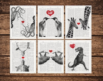 Lustiges Grußkarten Set - Liebe Tiere Postkarten - 6er Set - Tierkarten - Lustige Tiere Postkarten - Faultiere Postkarten - PSC004