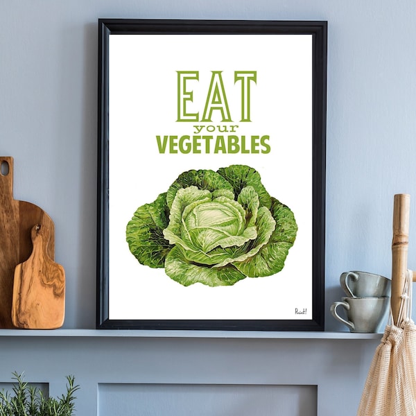 Gift for the home, Gifts for mom, Wall art print, Kitchen Wall Art, Eat your Vegetables Poster, kitchen decor, wall art print, TYQ037WA4