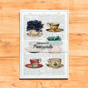 Cartes de voeux - Cartes de remerciement - Lot de 6 - Collection thé et café - Pack de cartes postales - Coffret cadeau de mini impressions - PSC012