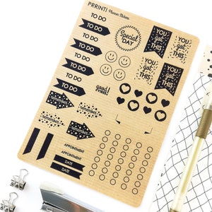 Kraftpapier Planer Aufkleber - Organizer Aufkleber - To do Sticker ç - Umweltfreundliche Papier Aufkleber - Planer Aufkleber Blatt - STS004