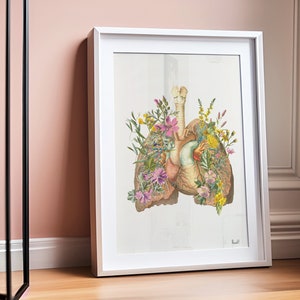 Human Anatomy Lungs Art Print Nature Inspired Yoga Decor Health Awareness Gift SKA099 image 2