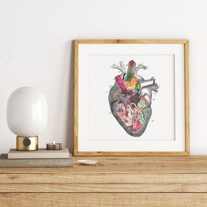 Wall art, Heart Art Print, Wall art print Human heart, Minerals and stones heart, Love gift, Anatomy art, Minerals Wall art, SKA116
