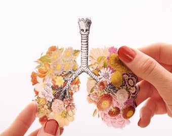 Flowery Lungs Clear Sticker: Yoga Decal, Laptop Sticker