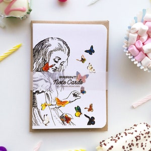Biglietti per appunti Alice Set di 6 - Biglietti per appunti vuoti - Alice nel paese delle meraviglie - Set di biglietti d'auguri - Biglietti per appunti vuoti - Set di biglietti per appunti - NTC008
