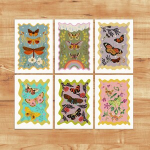 Cartes postales magiques - Lot de 6 - Cartes de voeux papillons - Papeterie papillons de nuit - PSC038