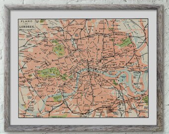 Vintage London City Map Poster: 1910 Reproduction Art (A3)