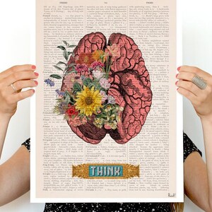 Wall art print Brain Flower Art Anatomy Illustration Brain Wall Art Anatomy Print Anatomical Poster SKA131 A3 Poster 11.7x16.5 inches