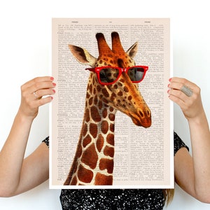 Cool Giraffe poster, Animal art, Animal decor, Wall decor, poster, poster print, Funny animal, ANI008PA3 image 1