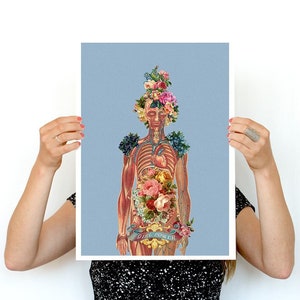 Anatomische Collage Kunst, Du bist wunderschön, Körper Mädchen, Frau Geschenk, Frau Körperkunst, Anatomie Kunst, feministisches Geschenk, SKA115