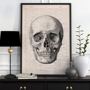 Halloween Art, Doctor office art, Gift for him, Doctor gift, Skull print, Simple skull print, Skull wall art, Human skull Art, SKA011