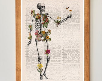 Tropical Skeleton Anatomy Print: A3 Doctor Gift, Teen Bedroom Decor
