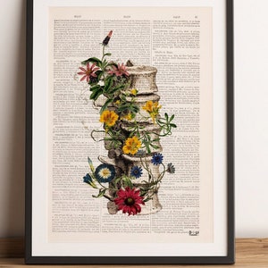 Spine with Peony  Flower Art - Anatomy Wall Art - Yoga  Gift - Chiropractor Gift - Anatomy Poster - Therapyst gift - SKA308