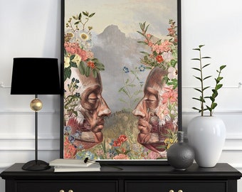 Anatomische kunstafdruk: poster menselijk lichaam bloemen