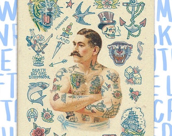 Artist Sketchbook - Old school Tattoo Chart Notebook - Arty Notebooks - Greeting Cards - Tattoo Art gift - Gift hor him - NTBTVH204