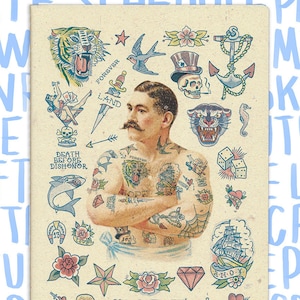 Artist Sketchbook - Old school Tattoo Chart Notebook - Arty Notebooks - Wenskaarten - Tattoo Art cadeau - Cadeau hor hem - NTBTVH204