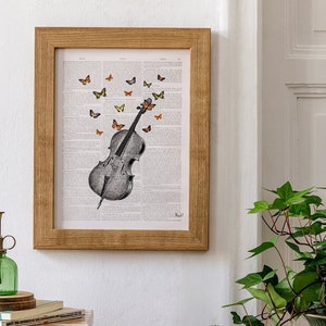 Wall art prints Butterfly collage Vintage Book Print Butterflies over cello collage Print on Vintage Dictionary art art print BFL083 Book Page L 8.1x12 inches