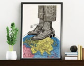 The world at your feets Oxford shoes Illustration Print TVH119WA4