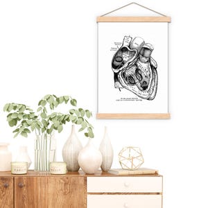 Wall art print, Human Anatomy Heart in black, Anatomical heart wall art, Doctor office gift, SKA039