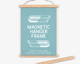 Wooden Magnetic Poster Hanger: A4 A3 Print Frame