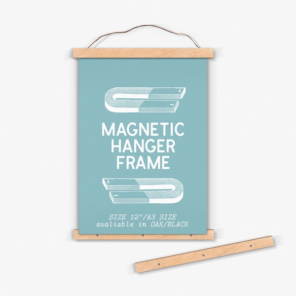 Easy Frame - Magnetic Poster Hanger for Framing Art & Pictures - A4 and A3 Size Poster Hanger- Print Hanger - Wooden Poster Hanger FRM001PA3