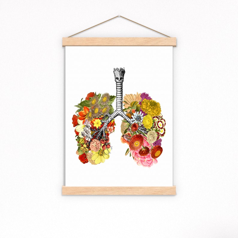 Art prints Flowery Lungs Print Yoga Studio Decor Anatomy Wall Art Sustainable art Meditation wall art SKA062 image 6