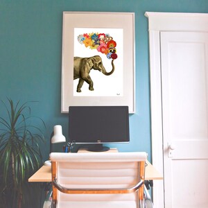 Art prints, Original Art, Elephant with Flowers print, Nursery Decor, Elephant art, Flowers wall art, ANI091WA4 image 6