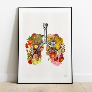 Art prints Flowery Lungs Print Yoga Studio Decor Anatomy Wall Art Sustainable art Meditation wall art SKA062 image 4