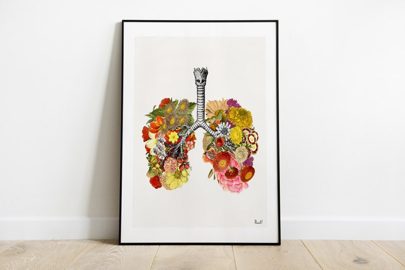 Art prints Flowery Lungs Print Yoga Studio Decor Anatomy Wall Art Sustainable art Meditation wall art SKA062 image 4