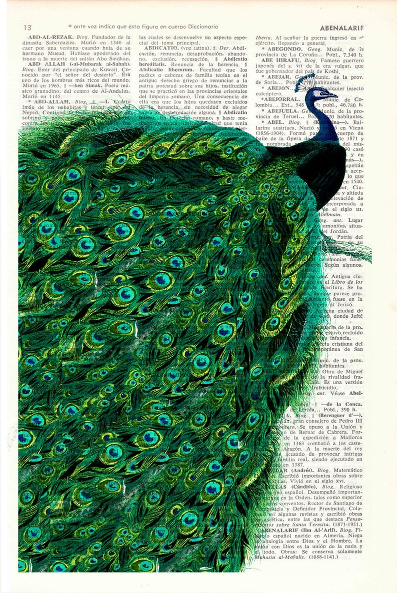 Beautiful Peacock with endless tail wall ,Housewarming art for New home, Emerald green Wall Art, ANI149 image 5