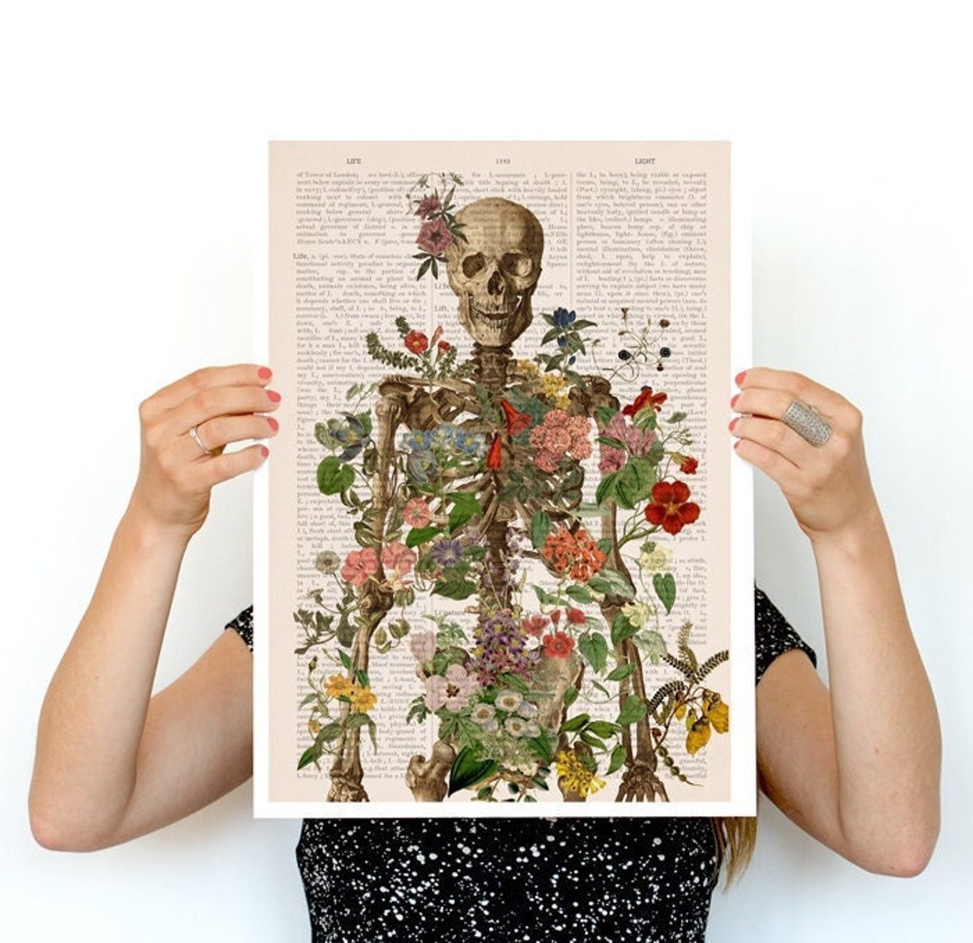 Floral Skeleton Anatomy Print: A3 Human Skeleton Art - Etsy