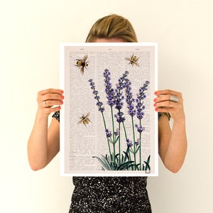 Lavender wall art Bees with Lavender Eco friendly gifts Bee Wall Art Save the Bees Floral Art Print BFL11 image 10