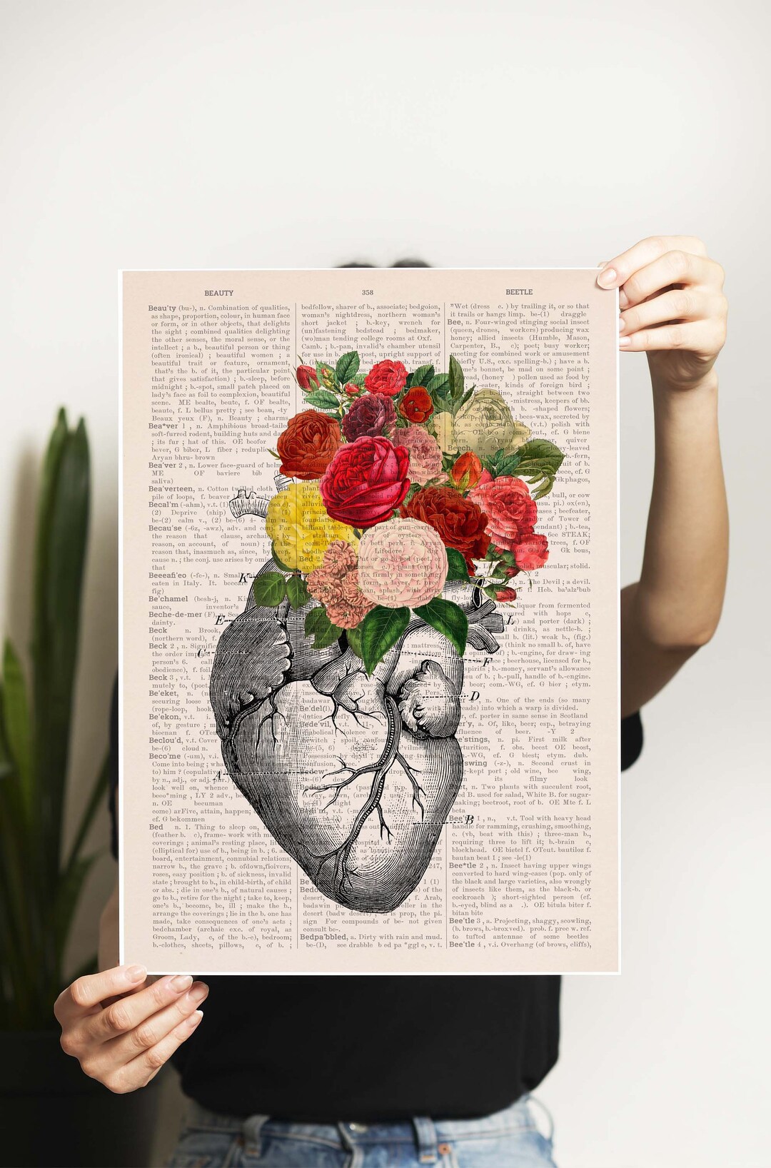 Anatomical Heart Roses Bouquet Art Print - Flower Anatomy Decor - Etsy