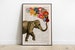 Elephant with Beautiful Flowers, nursery wall decor, printed on vintage book page, perfect for gifts, ANI091b 